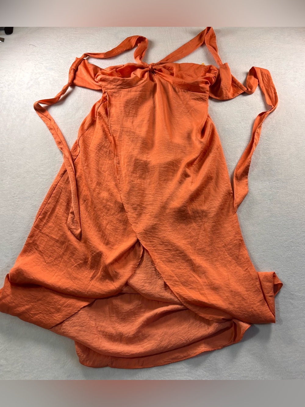 Womens Orange Tie Strap Midi Dress - Brand